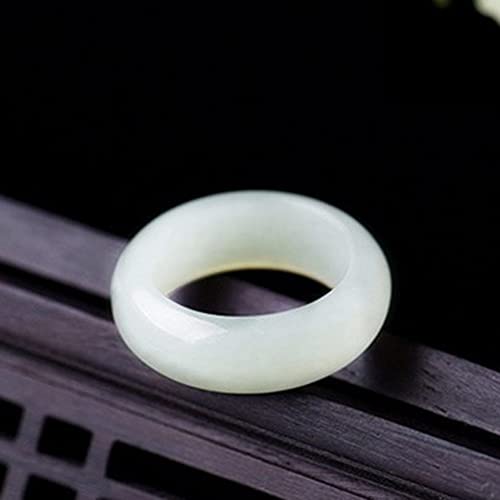 Natural Genuine White Jade Eternity Ring Chinese Good Luck Energy Rings for Women Men Trendy Jewelry (Size : 10)3