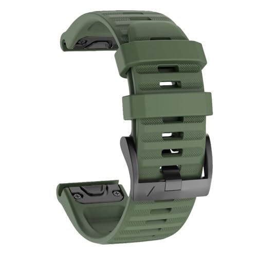 BHOLSA 26mm Watch Band For Garmin Fenix 7X Pro/Fenix 7X/Fenix 6X/Fenix 6X Pro/Fenix 5X/Fenix 3, 26mm Quick Fit Soft Silicone Strap For Garmin Descent Mk3i 51mm/Epix Pro 51mm(Military Green)