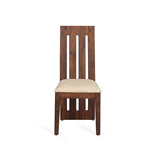 Image of Custom Decor Solid Sheesham Wood Natural Teak Finish 6 Seater Dining Table Set with 4 Chairs and 1 Table, 69x35x29 (Brown)