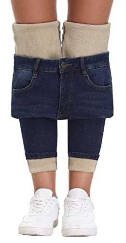 KDF Women's Brown Fleece Lined Winter Jeans