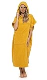 CityComfort Poncho De Toalla con Capucha para Adultos Bata para Cambiarse con Bolsillos | De Algodón 100% | para Hombre Y Mujer Ideal para Vacaciones, Triatlón, Playa (S-M, Moutarde)