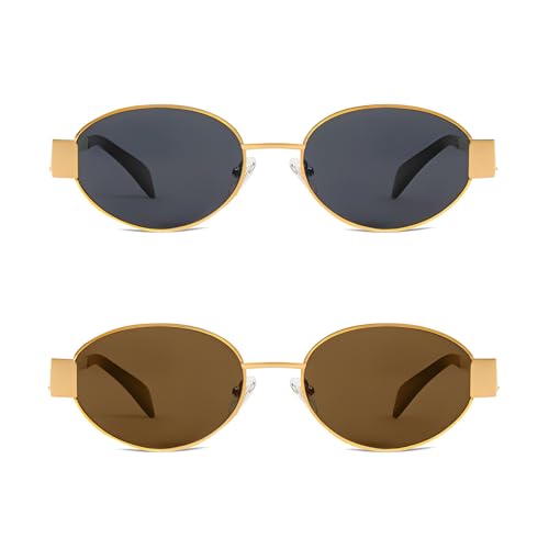 BUTABY Retro Oval Sunglasses for Women Men Designer Trendy Sun Glasses Classic Shades UV400 Protection3