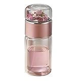 Thermosflasche für Tee, doppelwandig (-20 °C bis 100 °C), Trennung für Tee und Wasser, 350 ml, für Zuhause und Reise