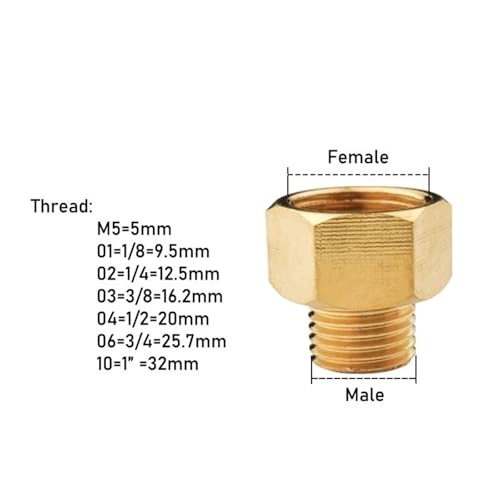 Conector de latón rosca macho a hembra de 1/2 pulgada para tubería 7