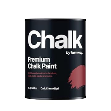 Hemway - Premium Chalk Paint - Dark Cherry Red 1 L | Chalky Matt Shabby Chic Finish for Interior Furniture & Walls | Quick Dry & 1 Coat