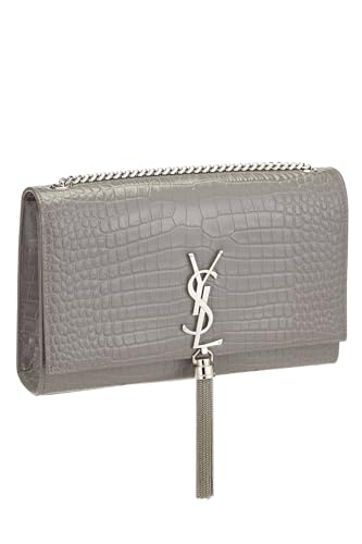 Pre-Loved Grey Embossed Kate Tassel Medium, Grey2