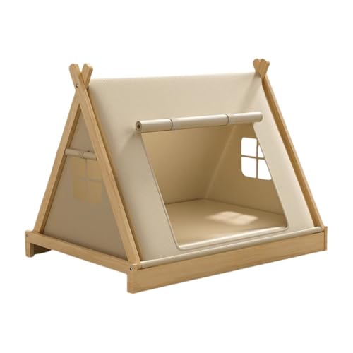 Jopsavm犬ベッド 猫ベッド キャットハウス 小型犬ベッド ペットベッド クッション付き 洗える 組み立て簡単 木製 四季通用 離地防湿 室内犬に適用 夏の犬小屋 (テントベッド+四季マット(10kg以内推奨))