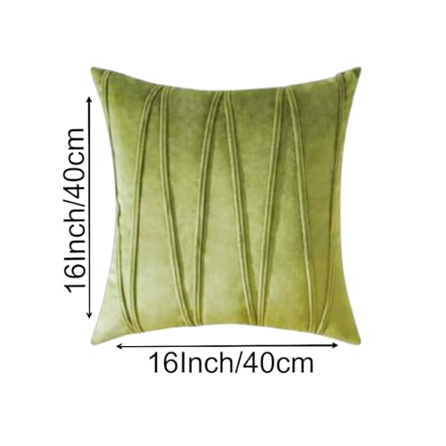 Image of Amazon Brand - Umi Decorative Striped Throw Pillow Covers 16 X 16 Inch,Soft Solid Velvet Pillow Covers Cushion Case with Zigzag Pattern for Sofa Bedroom 40 X 40 Cm (Pack of 2) Green