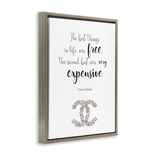 Image of 'Best Things In Life Fashion Phrase'| Floating Frame Canvas Art | Stupell Industries | Brown, 25 x 31 Inches, Easy to Hang and Sturdy, Made in USA, by Ziwei Li
