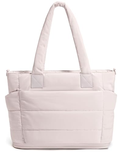 Image of Puffer Tote Bag for Women Quilted Nurse Bag Lightweight Work Bag for Teacher Travel Handbag with Multiple Pockets