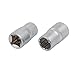 Aexit 1/2-inch Square Hand Operated Tools Drive 14mm 12-Point Shallow Impact Socket Silver Tone 2pcs Model:62as620qo535