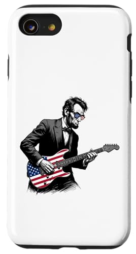 Abraham Lincoln Playing Guitar Patriotic Funny July 4th �X�}�z�P�[�X iPhone SE (2020) / 7 / 8 �p
