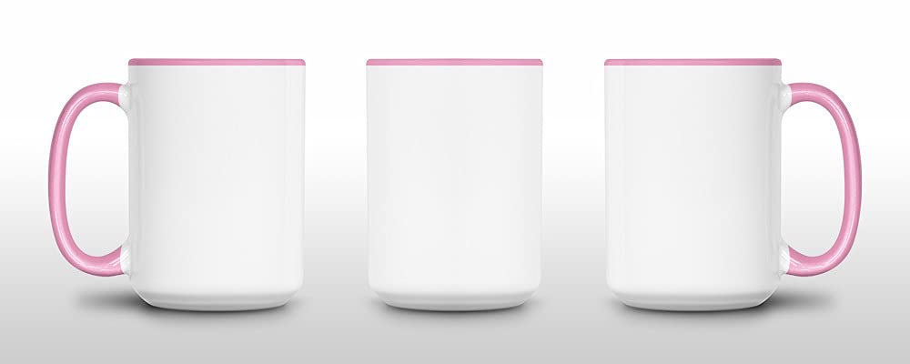 Bastel-Tassen ohne Druck zum Bemalen aus Hochwertiger Keramik Einzeln oder im Set/Mug/Cup/Becher/Pott Jumbo Tasse Innen & Henkel Rosa 6er Set