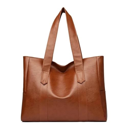 Bolsa Feminina Sacola Couro Estilosa Y2K Trabalho Curso, Bolsa De Couro Social ALWY (Marrom)
