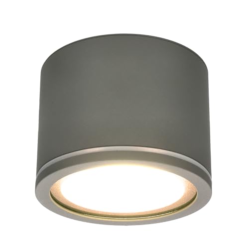 EDO Foco de Techo Superficie IP54 Exterior/Interior UMA Gris Impermeable con 6W LED 3000K GX53 490lm 230V - Ø90*60mm Lámpara de Techo Moderna Redonda Spot Aluminio - Iluminación Baño, Cocina