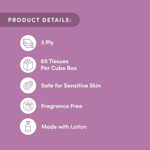 Image of Amazon Aware Bamboo Facial Tissues with Lotion, 3-Ply, FSC Certified, 12 Pack, 60 Sheets Per Box, 720 Total
