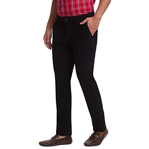 Image of Colorplus Men's Cotton Blend Solid Pattern Contemporary Fit Flat Front Casual Trouser