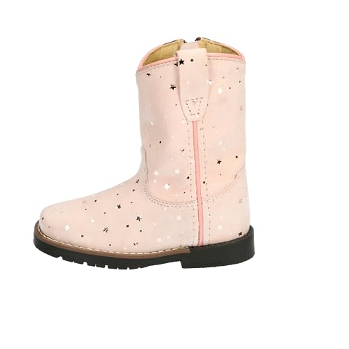 Toddler's Autry Pink Leather Boot with Metallic Stars