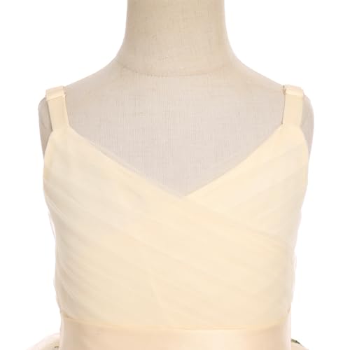 Flower Girls Dress V Neck Spaghetti Strap Tulle Tutu Dress Princess Birthday Party Dress Wedding Bridesamid Evening2