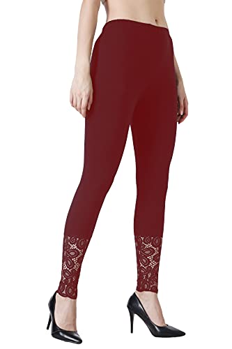 Image of Women's Soft & Stretchable Cotton Leggings Lace Ankle Length Color
