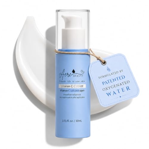 Aere Beauty 150,000 PPM Vitamin C Cream with Patented Oxygenated Water - Korean Skincare Brightening Vitamin C Face Moisturizer for Uneven Tone, Anti-Aging, All Skin Types 1.01 fl oz