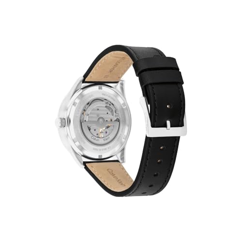 Image of Calvin Klein Ck Esteem Mech-Automatic Black Round Dial Men's Watch|Leather Material|Multi Color Band - 25200388