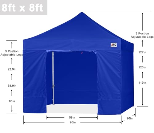 Image of ABCCANOPY Commercial Pop Up Canopy Tent with Sidewalls 8X8,Royal Blue