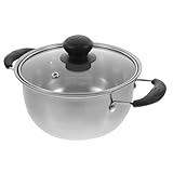POPETPOP Edelstahl Suppentopf mit Glasdeckel Rostfrei Hitzebeständig für Herdarten Geeignet Multifunktionaler Kochtopf für Haushalt und Hot Pot Langlebig und Pflegeleicht