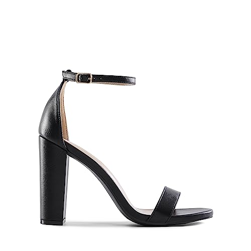 DREAM PAIRS Women's Hi-Chunk High Heel Pump Sandals,Size 6.5,Black/Pu,HI-CHUNK