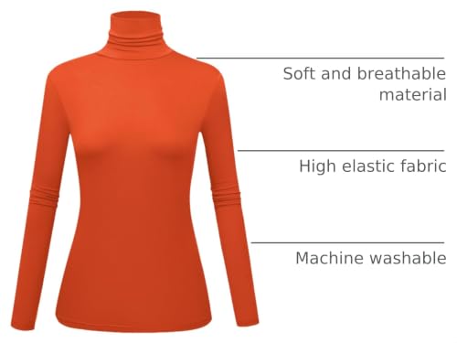 Image of Women's Long Sleeve Turtleneck Shirts Slim Fitted Lightweight Base Layer Casual Tops