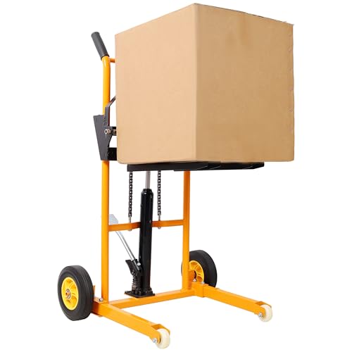 Image of 440lbs Hydraulic Material Lift Stacker, 35.5" Max Height, Fork Lift with Adjustable Forks, Manual Pallet Stacker Lift Dolly with Fixed Legs, Manual Forklift for Supermarket, Warehouse and Household