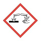 Gefahrstoffaufkleber "GHS05: ätzend", hin154, 10x10cm, Gefahrstoffsymbol, GHS-Kennzeichnung, Achtung, Warnung, Vorsicht, Hinweis