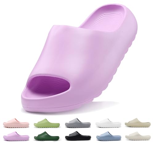 Image of Kids Lightweight Soft EVA Non-Slip Slides Slippers Open Toe Comfy Sandals for Toddler Boys Girls Children Bathroom Shower Summer Pool Beach Slippers