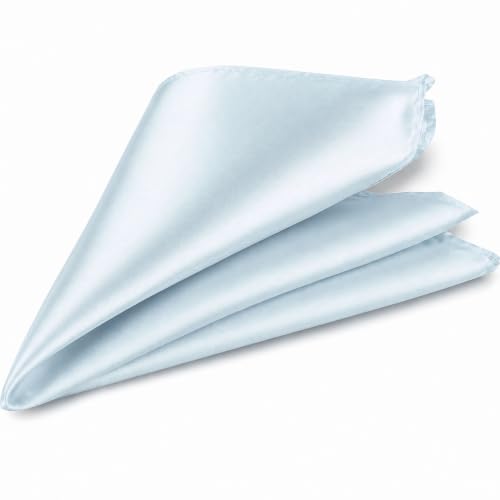 Image of Trimming Shop Men’s Satin Pocket Square Handkerchief – Solid Colour Suit Hanky for Wedding, Groom, Prom, Party Unisex Plain Formal Wear Fashion Pocket Square, Soft Satin Dress Hanky (23cm, Sky Blue)