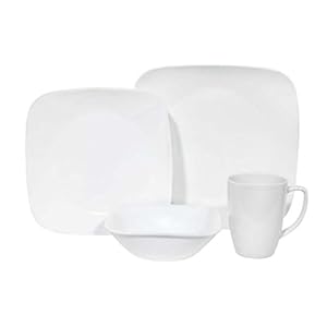 Corelle Square 16-Piece Dinnerware Set, Pure White, Service for 4