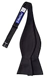 KissTies Black Self-Tied Bow Tie Satin Wedding Bowties + Gift Box
