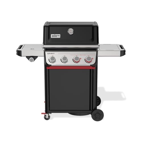 Weber® Spirit® E-435 4-Burner Freestanding Gas Barbecue (LPG Bottled Gas) with Side Burner, BBQ Hotplate, Thermometer, Side Table, Sear Burners