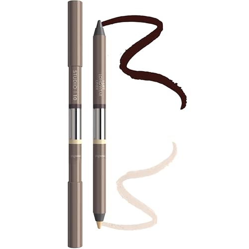 Longwear Kajal Eyeliner Pencil – Mocha Brown, Smudge Proof 3-in-1 Eye Liner with Blender Tip for Mature Sensitive Eyes