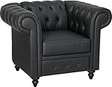 DecHome - Poltrona Vintage Retrò Stile Chesterfield in Ecopelle con Braccioli 105x86x79 cm colore Nero