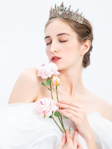 COCIDE Bronze Tiara and Crown for Women - Baroque Crystal Queen Crown - Rhinestone Princess Hair Accessories for Bride, Wedding, Birthday Party