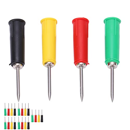 Wire Piercing Needle Test Probe Kit 5 Sets 4mm Banana Plug Multimeter Probes with Stainless Steel Needle for Car Repair Industrial Instruments