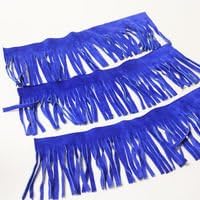 Fringe - Genuine Suede Leather Trim 6"- Three 12" lengths - (BLUE)
