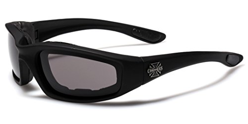 Choppers Adult Unisex Rectangular Sunglasses - Black Frame/Black Lens with Mirror Coating