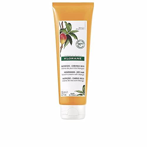 Klorane Nourishing Leave-in Cream with Mango Butter, Moisturize, Hydrate and Smoothe Dry Hair, Paraben, Silicone, Sulfate Free, 4.2 oz.
