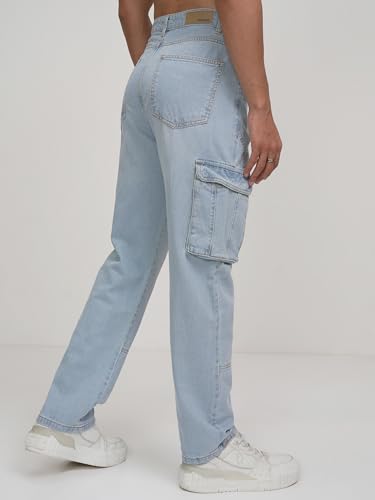 Image of Highlander Men's Relaxed-Fit Cargo Pocket Jeans | Clean Look | Cotton Comfort | Utility Style| Cargo Jeans for Man