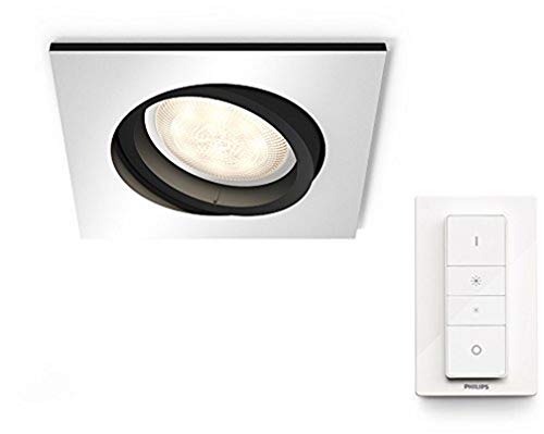 Preisvergleich Produktbild Philips Hue White Ambiance LED Einbauspot Milliskin inkl. Dimmschalter, dimmbar, alle Weißschattierungen, steuerbar via App, aluminium, eckig, kompatibel mit Amazon Alexa (Echo, Echo Dot)