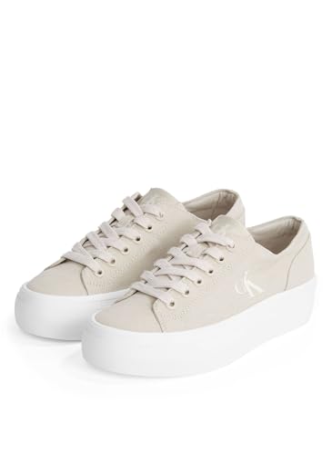 Calvin Klein Haut Vulc Flatform Low CV MG Yw0yw01763 pour Femme, Beige Coquille d'œuf Blanc crème, 40 EU