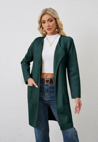 Image of Alaster Queen Women's Open Front Knit Long Fall Sweater Cardigan Coatigan | Long Sleeve,Wide Lapel Neck,Soft Knit Sweater Fabric,Two Patch Pockets,Outerwear Jacket,Work,Daily Wear,2026 Trendy Lady Coat