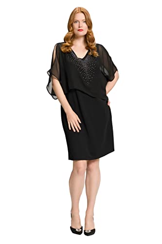 Ulla Popken, Damen, große Größen, Kleid mit Chiffonüberwurf, Strass und...