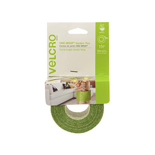 VELCRO Brand ONE-WRAP Garden Ties | Tree Ties and Plant Supports for Effective Growing | Extra Wide to Secure Trees and Larger Plants | Cut-to-Length | 18 feet x 2 inch roll | Green